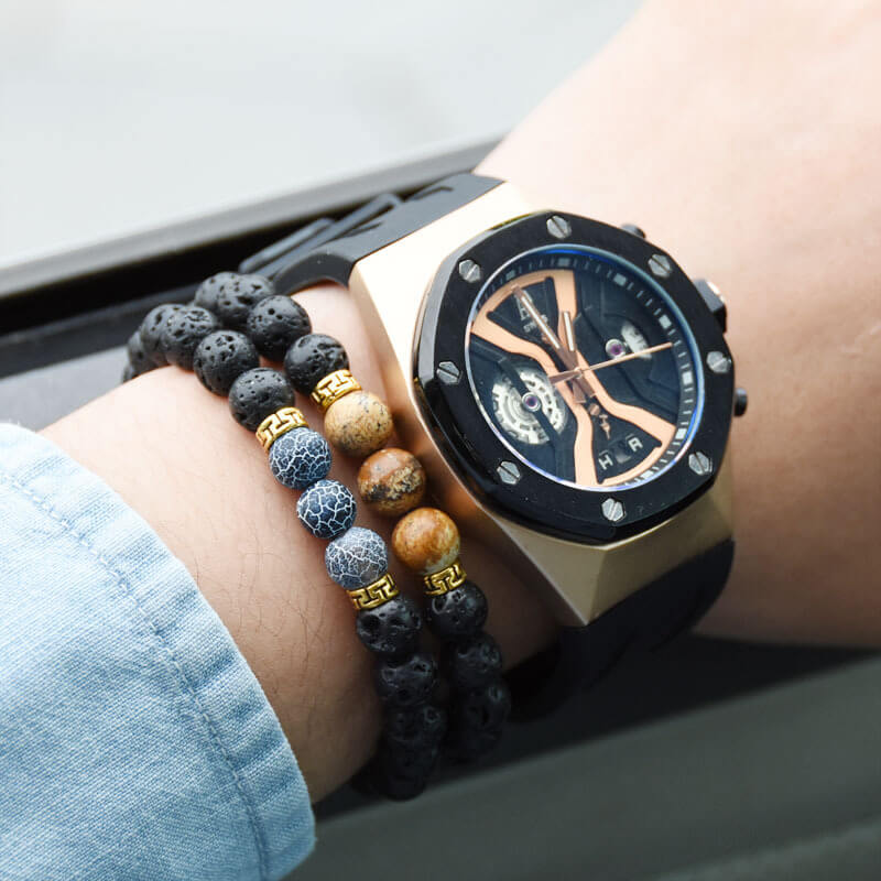 Bracciale in pietra lavica per la messa a terra - Calmante e radicante