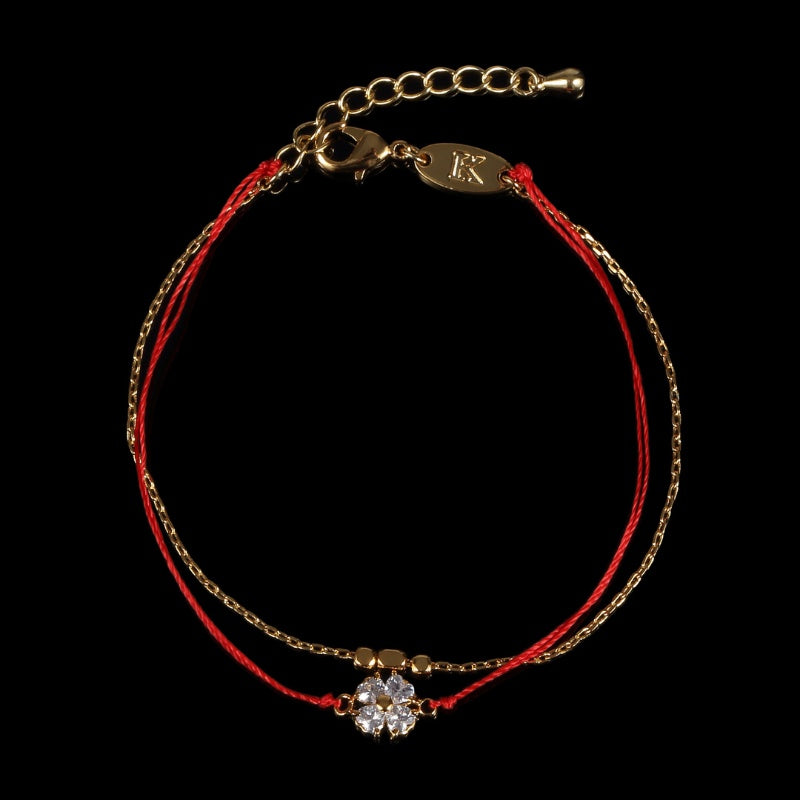 Red String Lucky Clover Bracelet