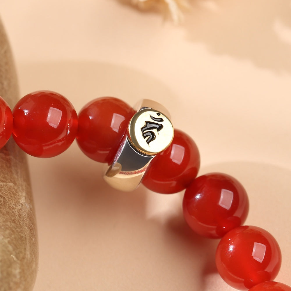 Red Agate Buddhist Guardian Deities Bracelet - Zodiac Bracelet for Luck, Protection