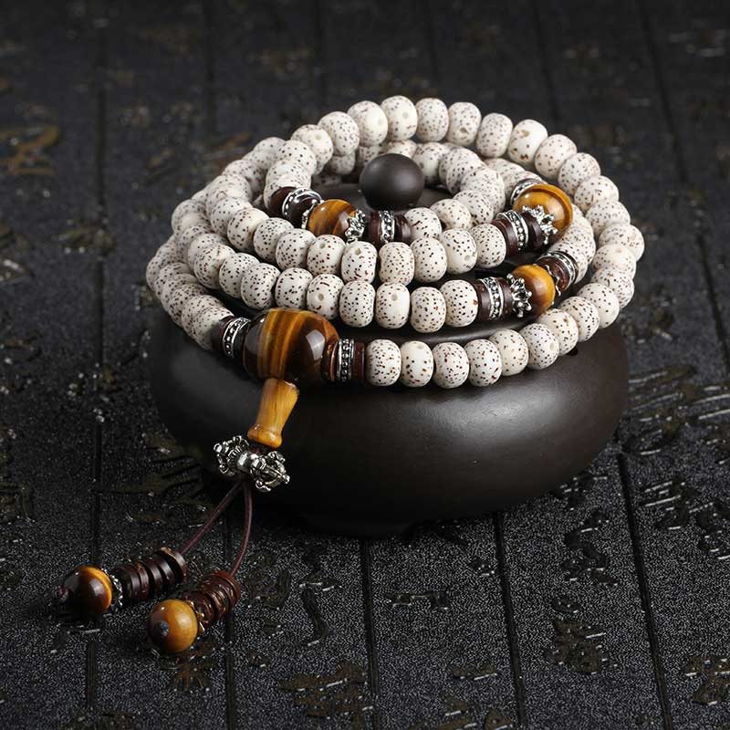 Buddha gems Handmade Tibetan Tiger Eye Bodhi Seed Peace Bracelet