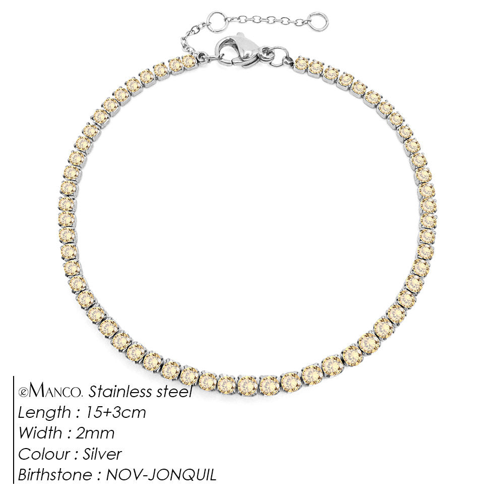 Single row diamond light luxury bracelet 12th birthday lucky stone