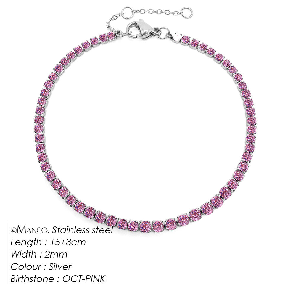 Single row diamond light luxury bracelet 12th birthday lucky stone