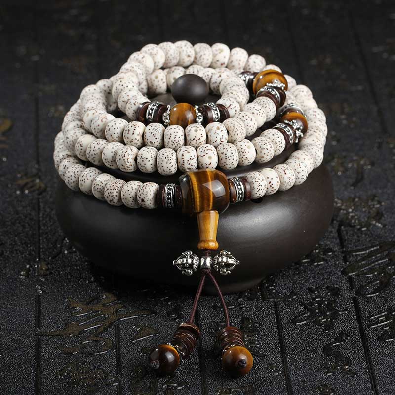 Buddha gems Handmade Tibetan Tiger Eye Bodhi Seed Peace Bracelet