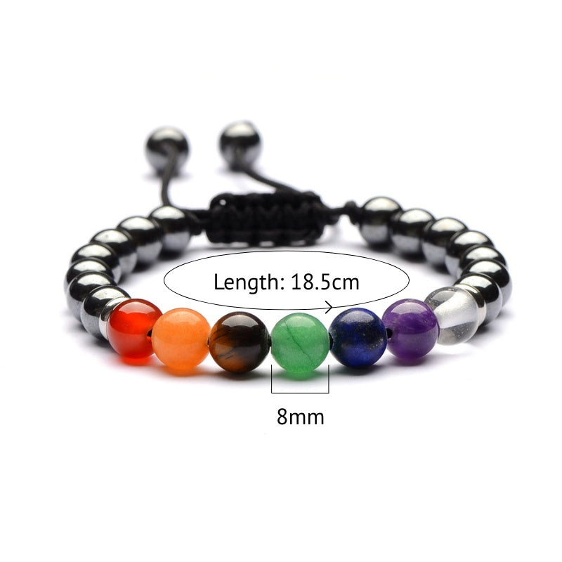 Bracciale in ematite con 7 chakra - Promuove il benessere