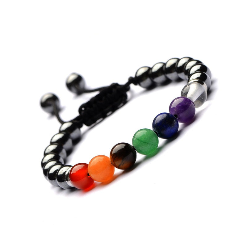Bracciale in ematite con 7 chakra - Promuove il benessere