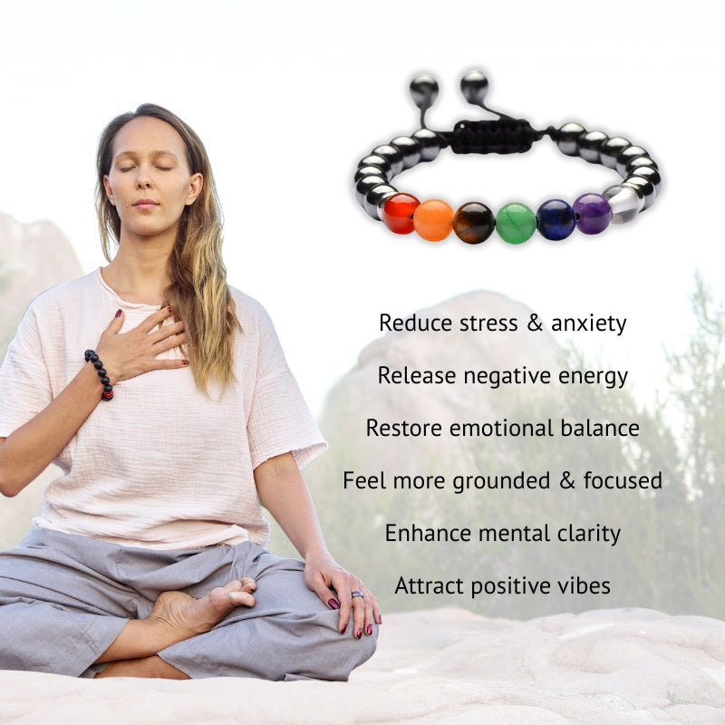 7 Chakra Hematite Bracelet - Promote Wellness