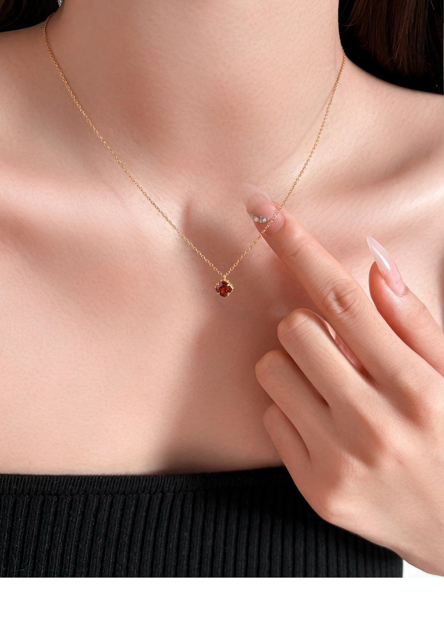 Garnet necklace exquisite retro red zircon choker chain