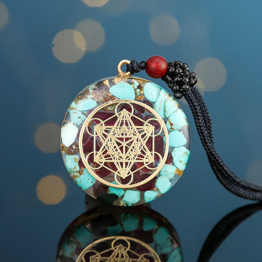 Archangel Metatron Orgonite Pendant - Turquoise Necklace