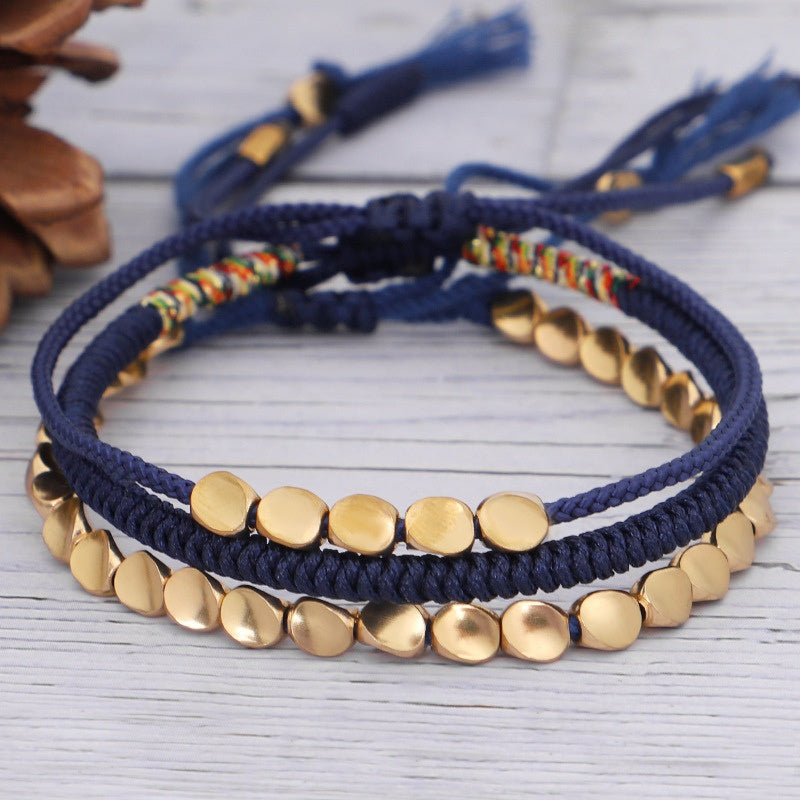 Blue Copper Beads Bracelet Set