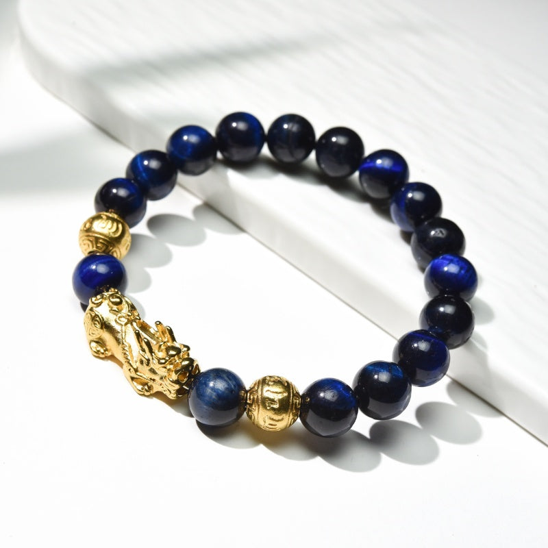 Blue Tiger Eye Pixiu Bracelet - Wealth & Confidence