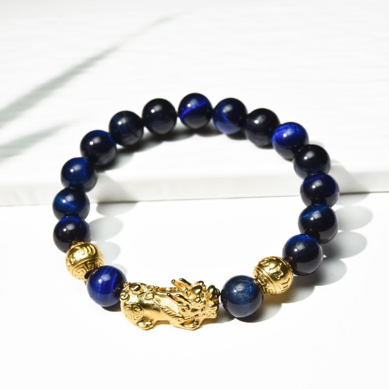 Blue Tiger Eye Pixiu Bracelet - Wealth & Confidence