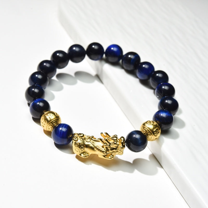 Blue Tiger Eye Pixiu Bracelet - Wealth & Confidence
