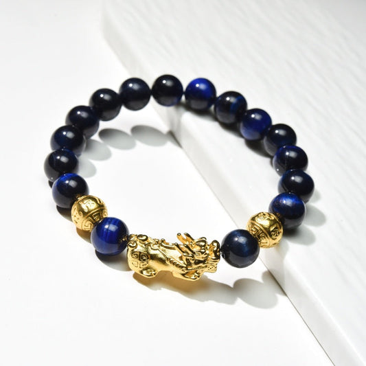 Blue Tiger Eye Pixiu Bracelet - Wealth & Confidence