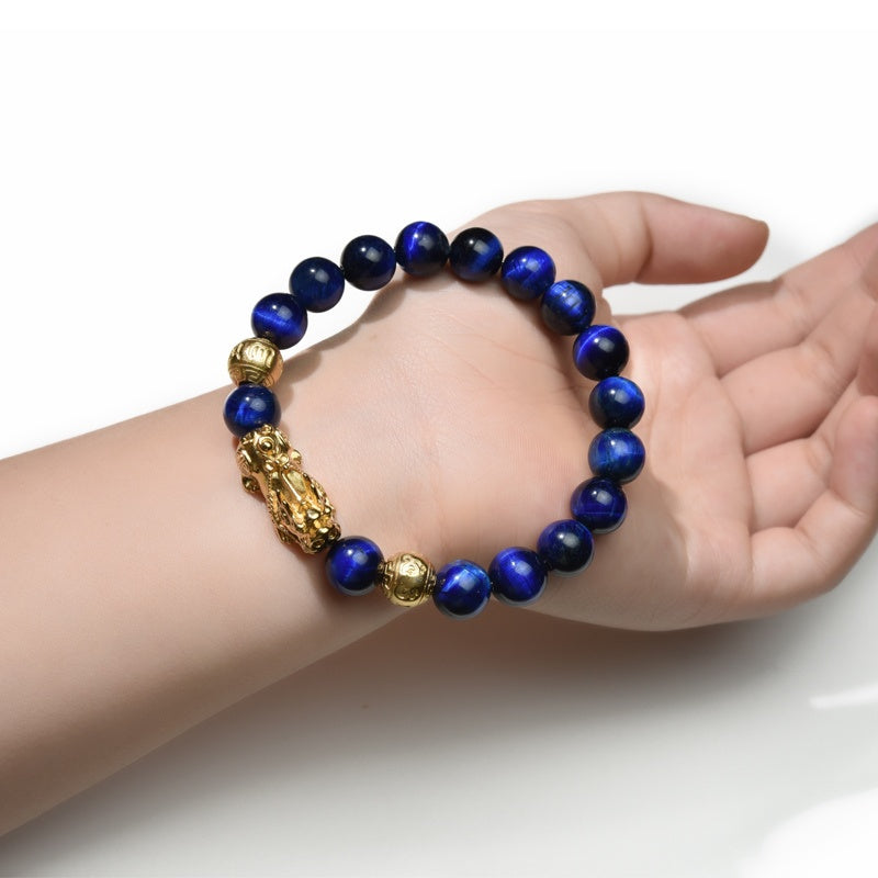 Blue Tiger Eye Pixiu Bracelet - Wealth & Confidence
