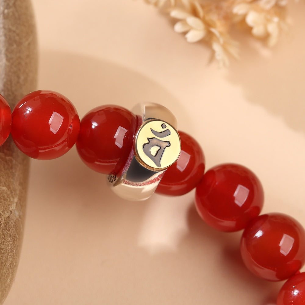 Red Agate Buddhist Guardian Deities Bracelet - Zodiac Bracelet for Luck, Protection