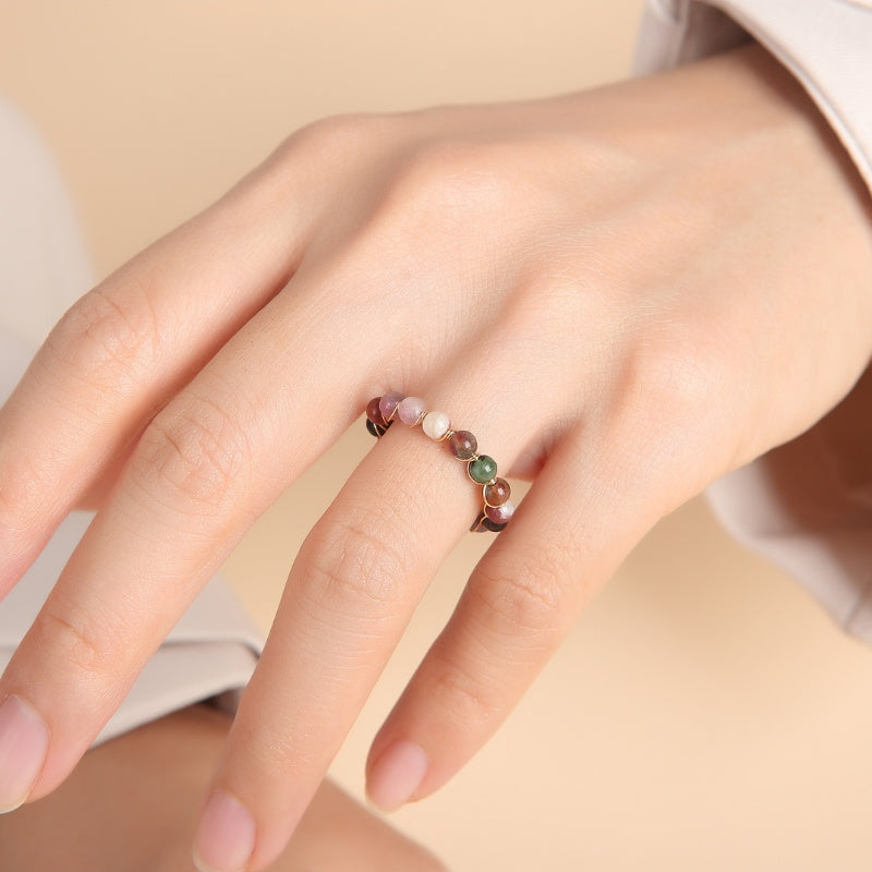 Esclusivo: Anello con tormalina - Anelli con perline di cristallo curative naturali