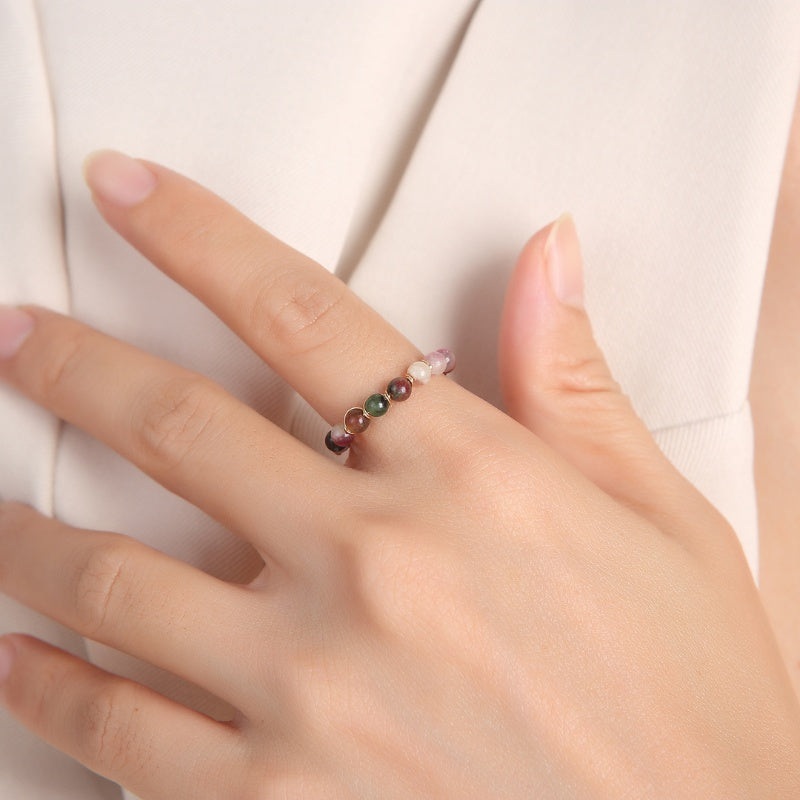 Esclusivo: Anello con tormalina - Anelli con perline di cristallo curative naturali
