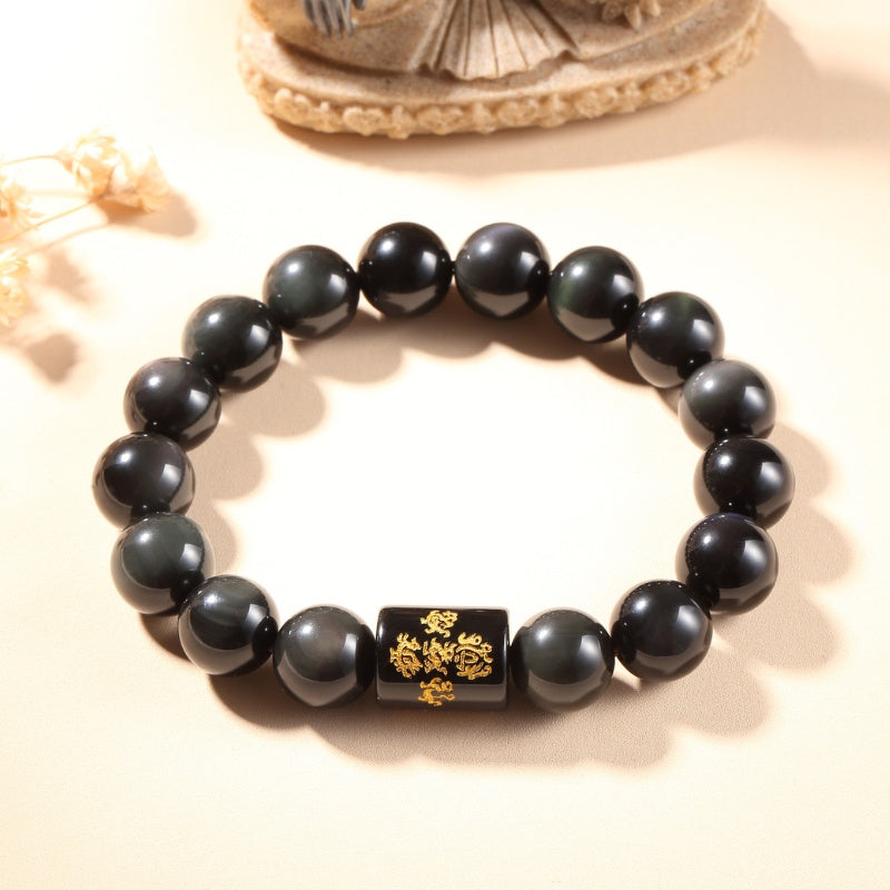 Exclusive: Natural Rainbow Obsidian Healing Bracelet