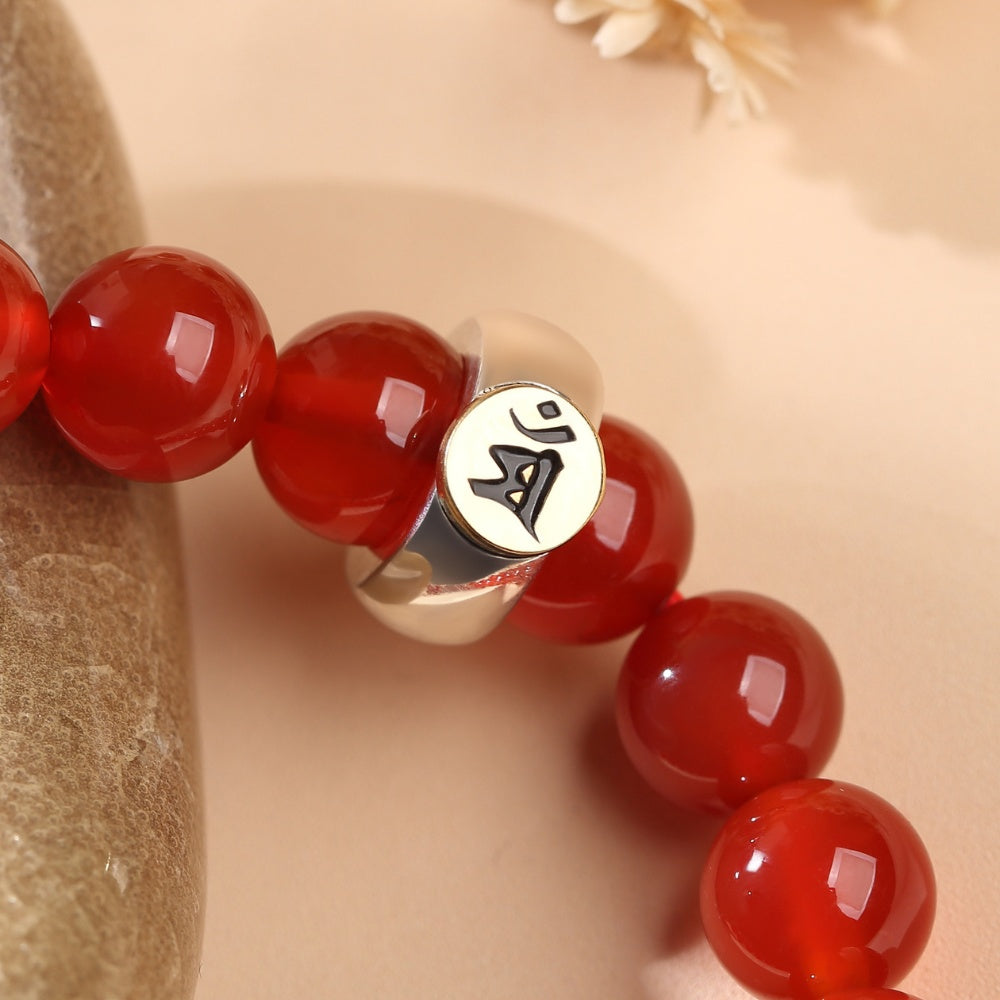 Red Agate Buddhist Guardian Deities Bracelet - Zodiac Bracelet for Luck, Protection