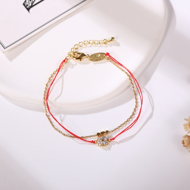 Red String Lucky Clover Bracelet