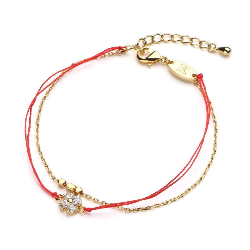 Red String Lucky Clover Bracelet