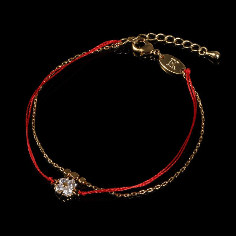 Red String Lucky Clover Bracelet