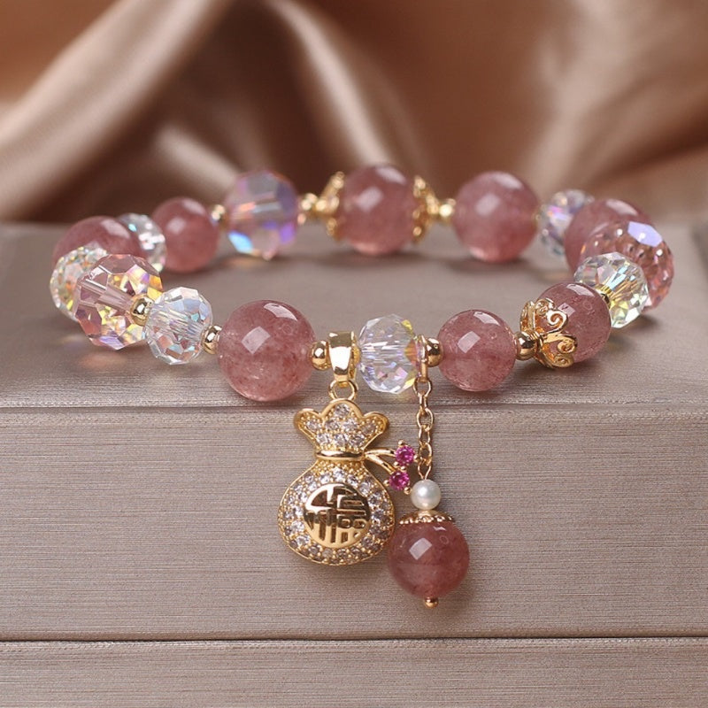 Strawberry Quartz Heart Bracelet