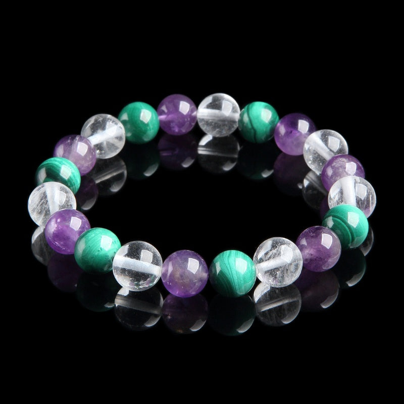 Triple Healing Bracelet – Amethyst, Malachite, Clear Quartz