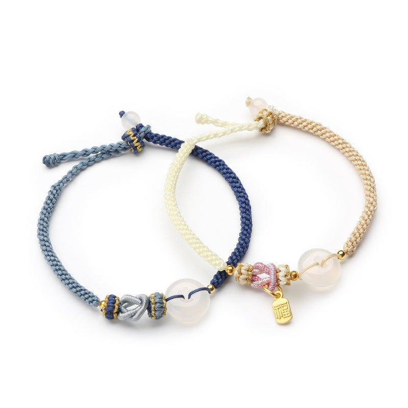 White Agate Fu Couple Bracelets - Give the Gift of Luck