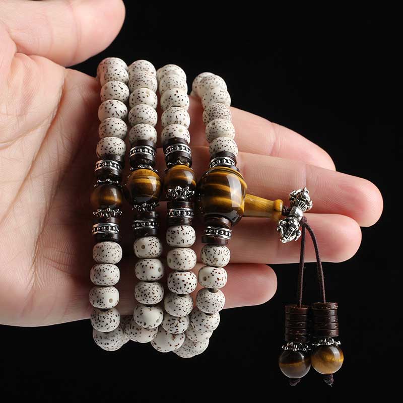 Buddha gems Handmade Tibetan Tiger Eye Bodhi Seed Peace Bracelet