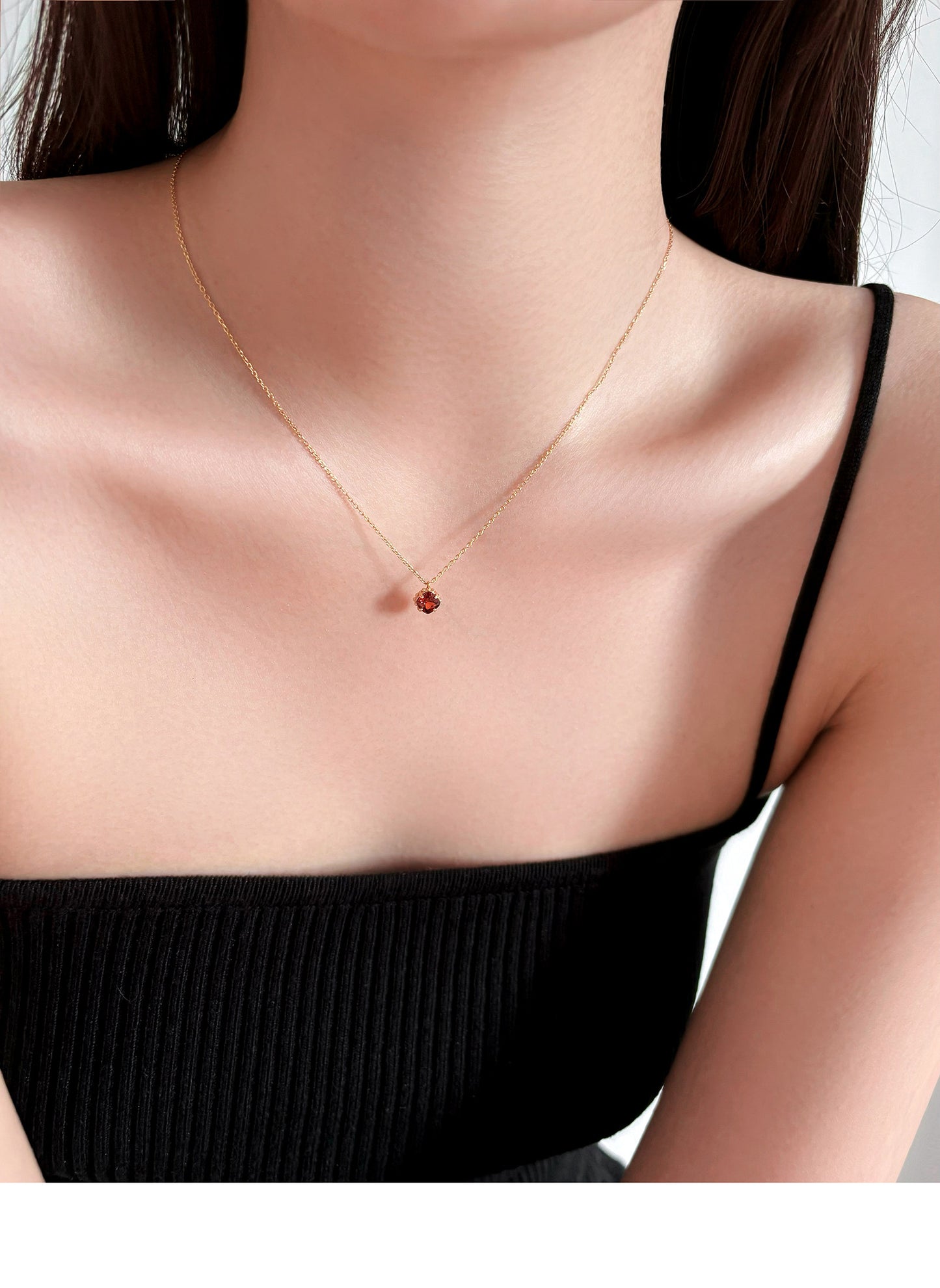 Garnet necklace exquisite retro red zircon choker chain
