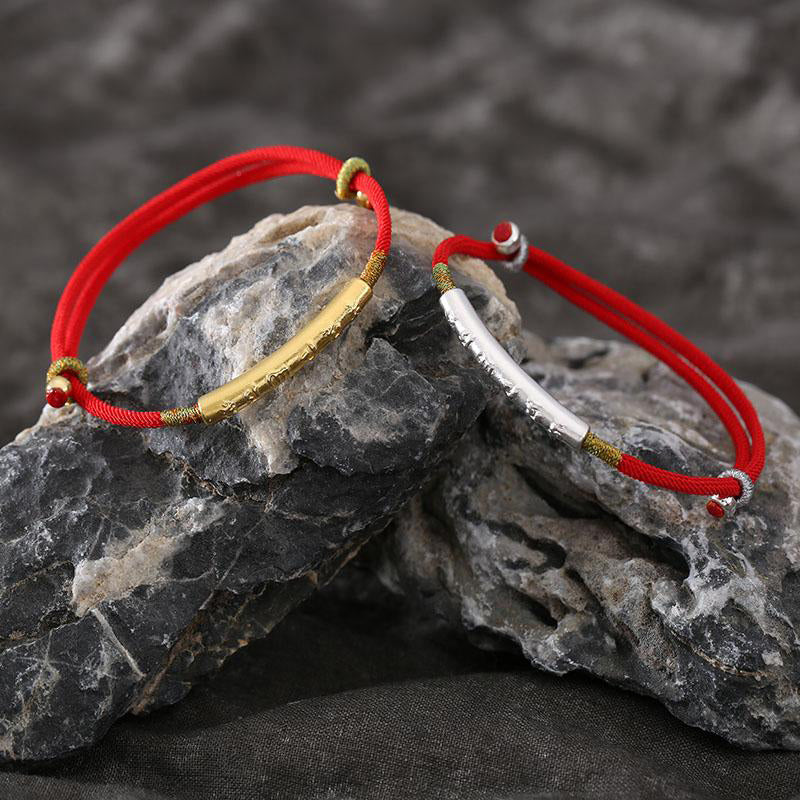 Tibetan Red String Bracelet - Buddhist Six-Syllable Mantra