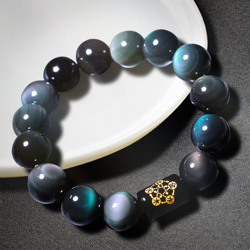 Natural Rainbow Obsidian Positive Transformation Bracelet