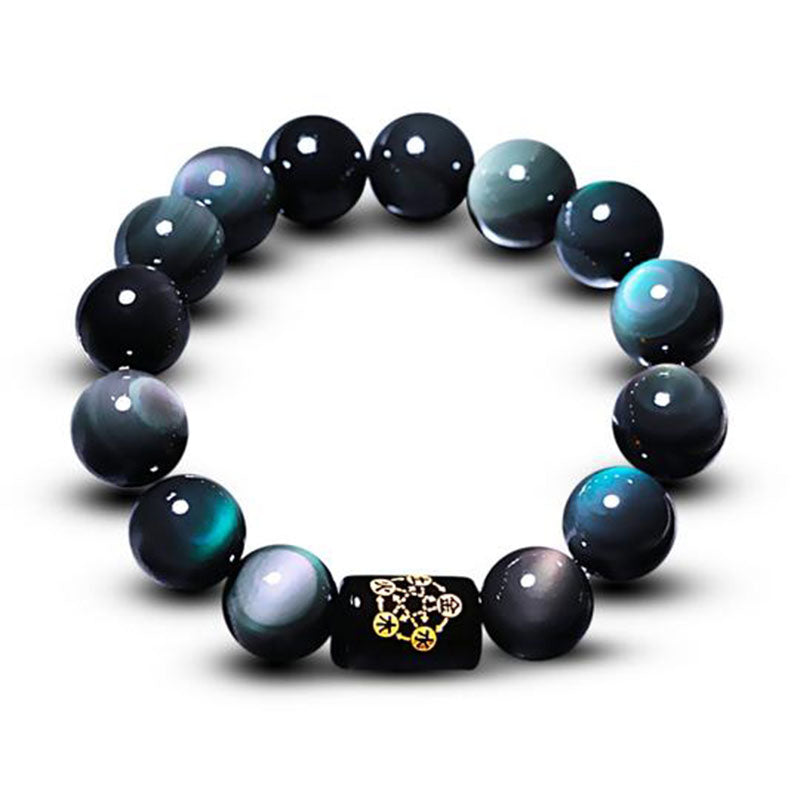 Natural Rainbow Obsidian Positive Transformation Bracelet