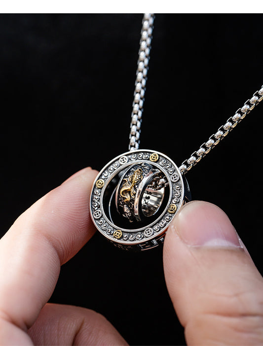 Pisces necklace with double rings to attract wealth + pendant